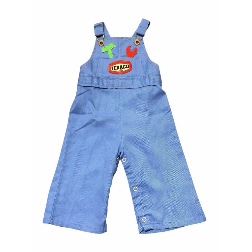 Vtg Cute Togs of New‎ Orleans Toddlers Blue Overalls 12-18M Texaco Tools 70s